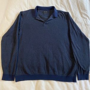 Massimo Dutti Navy Long Sleeve Polo Size Medium